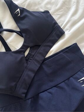Gymshark Navy Blue Sports Bra and biker short